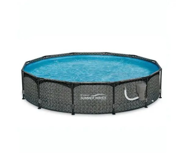 12' x 33″ Outdoor Round Frame Above Ground Swimming Pool with Pump