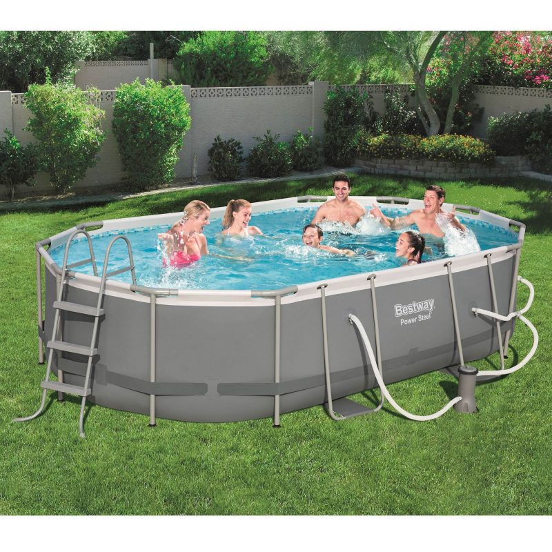 Swimming Pool-Bestway Power Steel 16' x 10' x 42″ Above Ground Frame Swimming Pool Set w/ Pump
