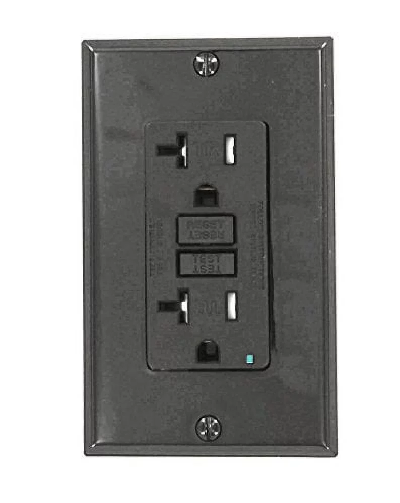 Leviton GFTR2-E Self-Test SmartlockPro Slim GFCI Tamper-Resistant Receptacle with LED Indicator, Wallplate Included, 20-Amp, Black