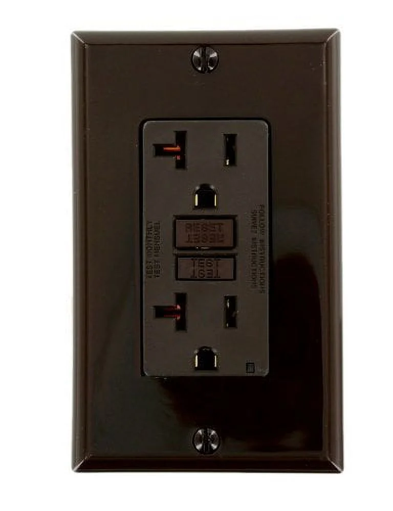 Leviton GFNT2 Self Test Slim GFCI Outlet with Wall-Plate Brown 20 A 125 Volt