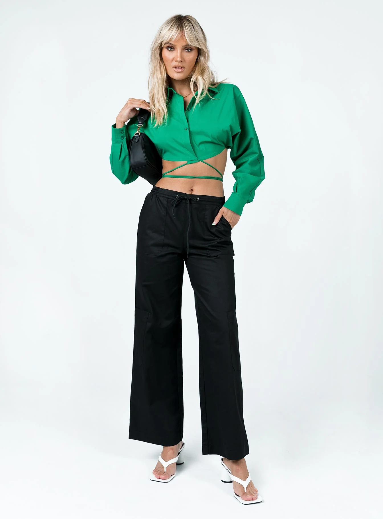 Jaya Elastic Cargo Pants Black