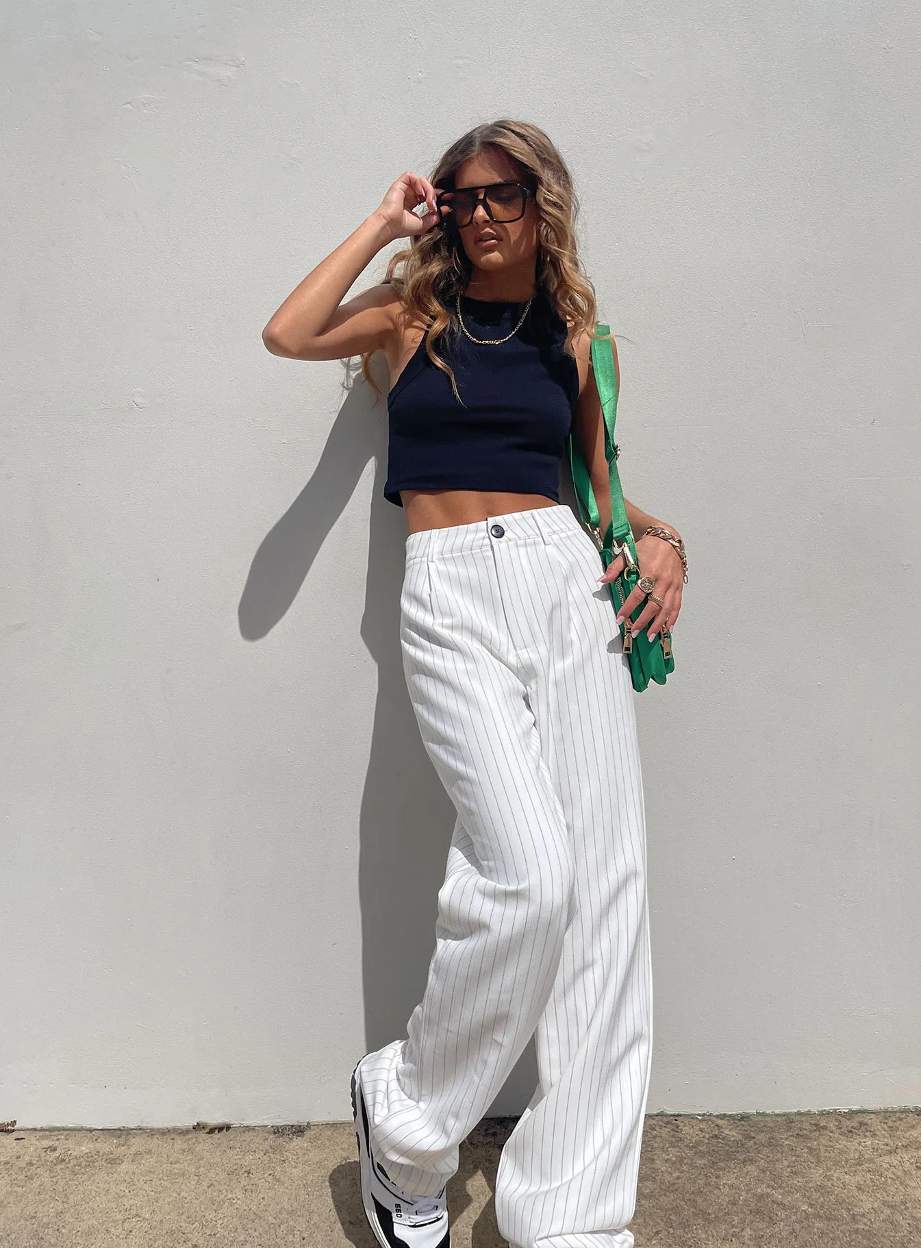 Titius Pants White Pinstripe